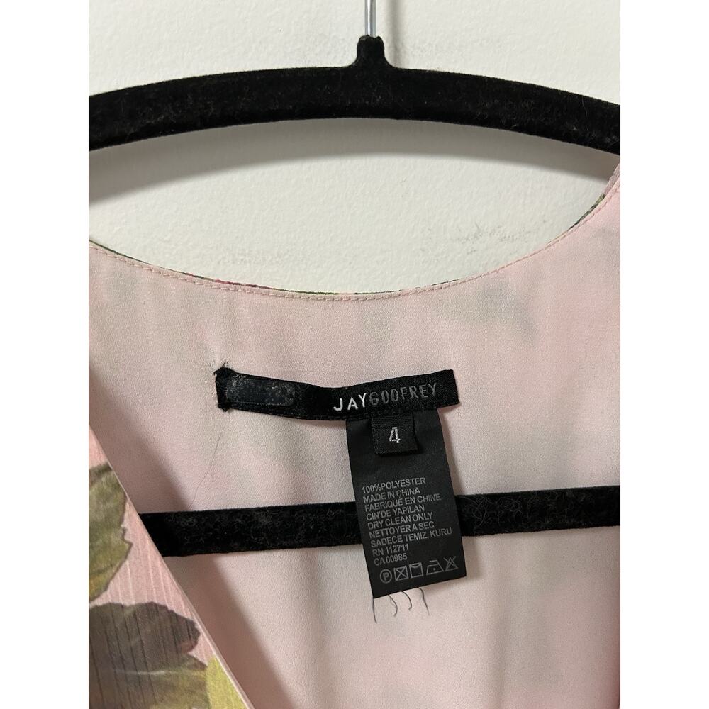 Jay Godfrey Womens Eldon Dress Pink Size 4 long sleeve‎ Floral Wrap Midi Lined - Picture 5 of 11